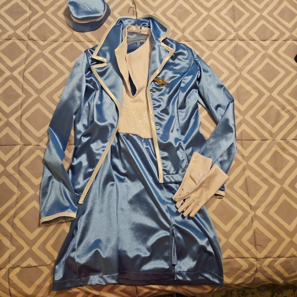 Blue Flight Attendant Costume - Picture 3 of 4